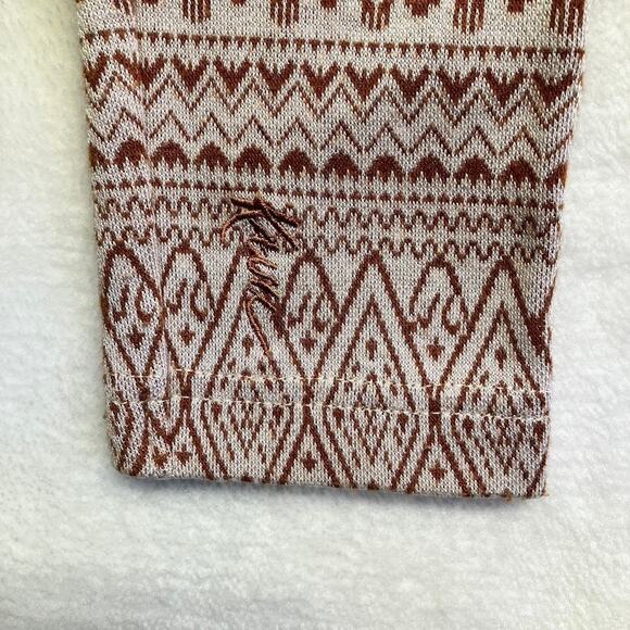 KAVU Fair Isle Sweater Mini Dress Brown/Tan Size XXS Side Button Accents - Picture 11 of 13